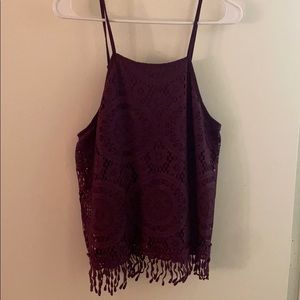 Purple top with fringe